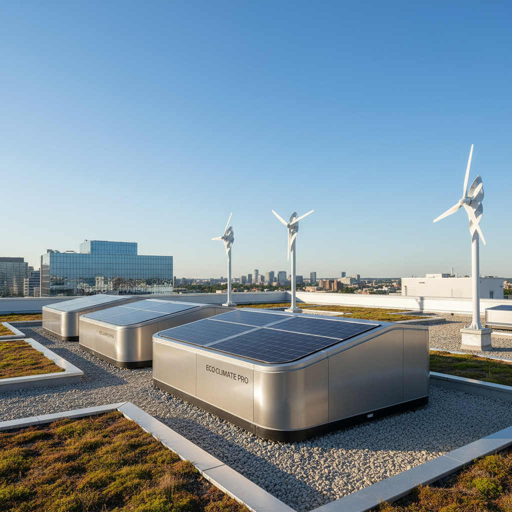 Modern commercial HVAC system on rooftop