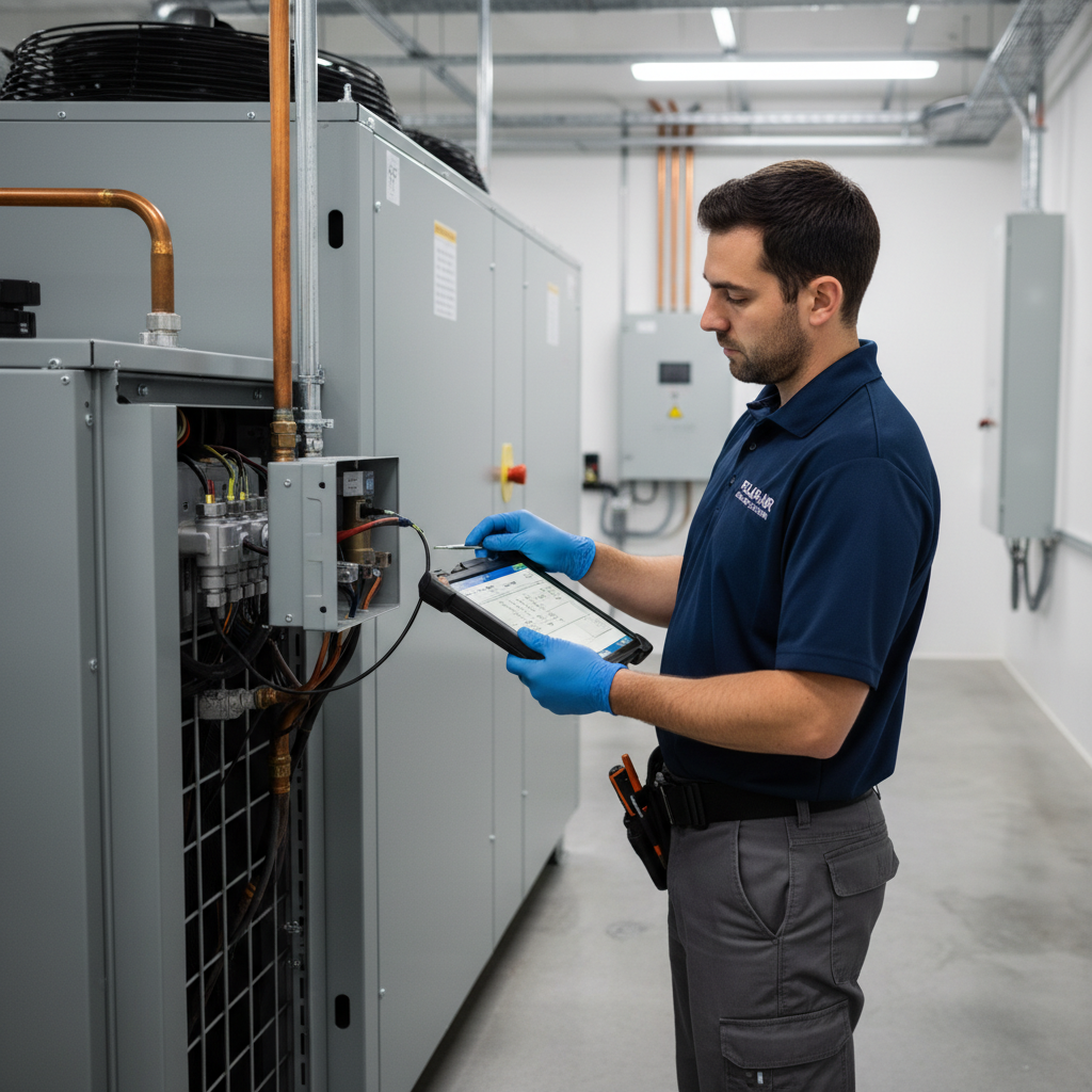 Service and maintenance technicians working on HVAC equipment
